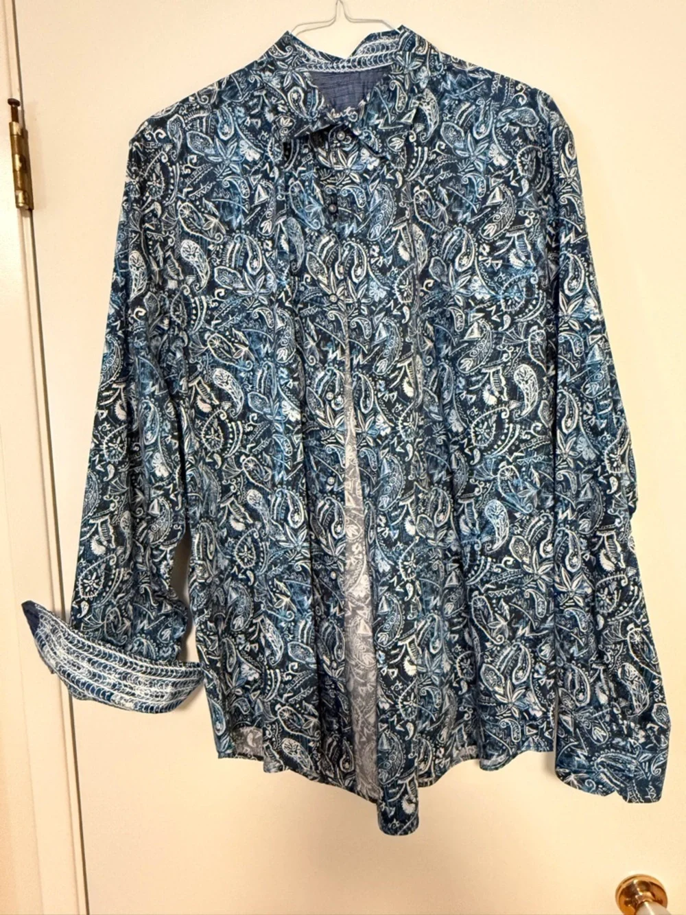 Blue Robert Graham Long-Sleeve Button-Up Shirt 2x - Picture 3 of 6